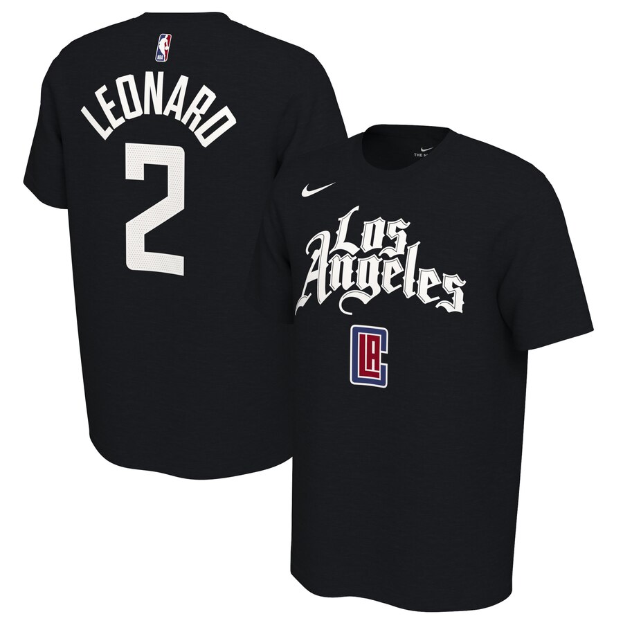 Men 2020 NBA Nike Kawhi Leonard LA Clippers Black 201920 Earned Edition Name  Number TShirt.->nba t-shirts->Sports Accessory